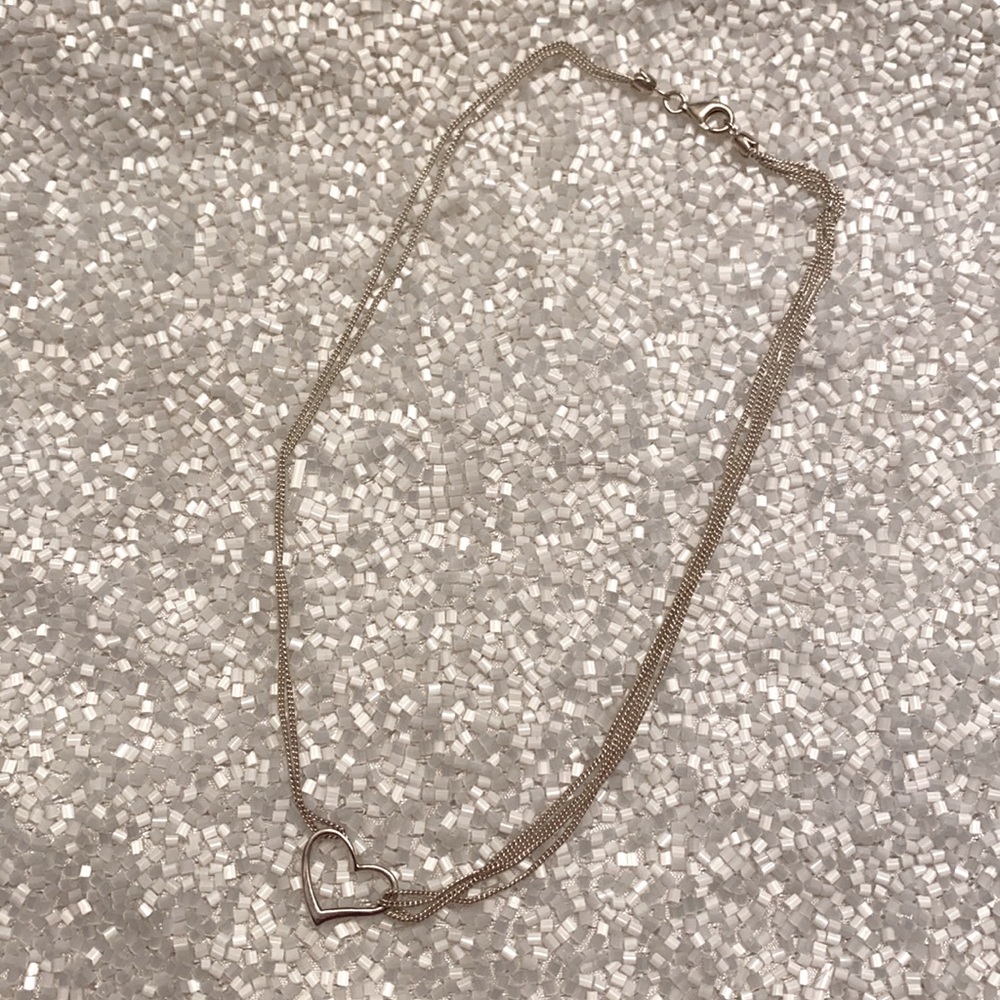 Silver Floating Open Heart Necklace - Picture 2 of 3